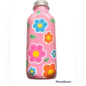 ❤️Decorated milk bottle pink flowers